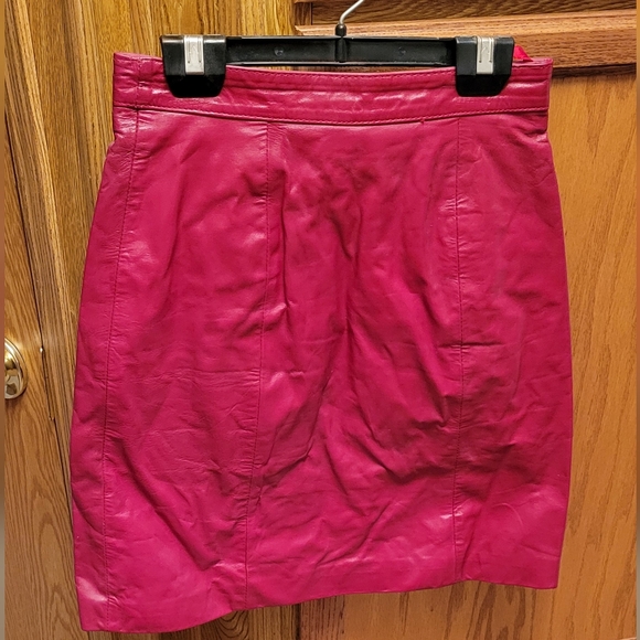 Vintage Red Leather Skirt - Picture 1 of 3